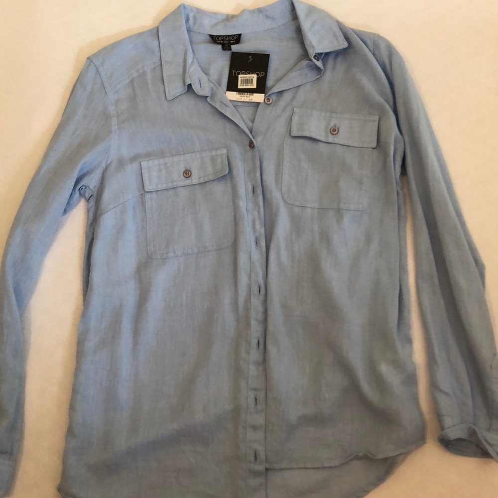 TOPSHOP blue button down